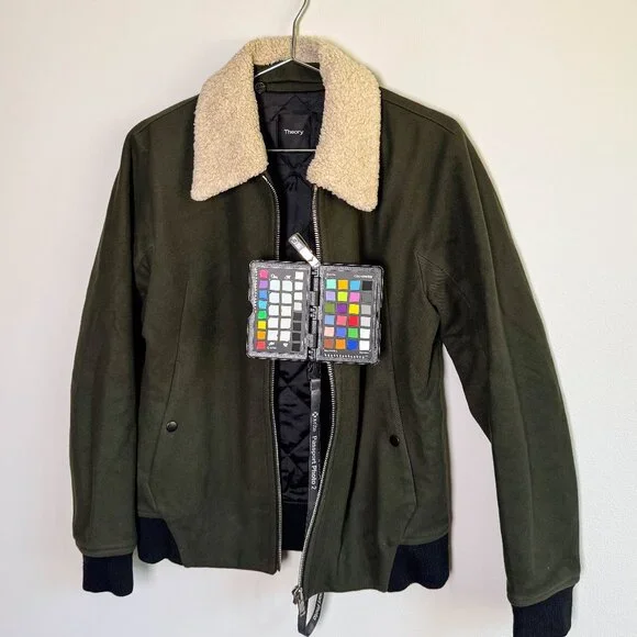 Theory Wool Bomber Jacket Melton Green